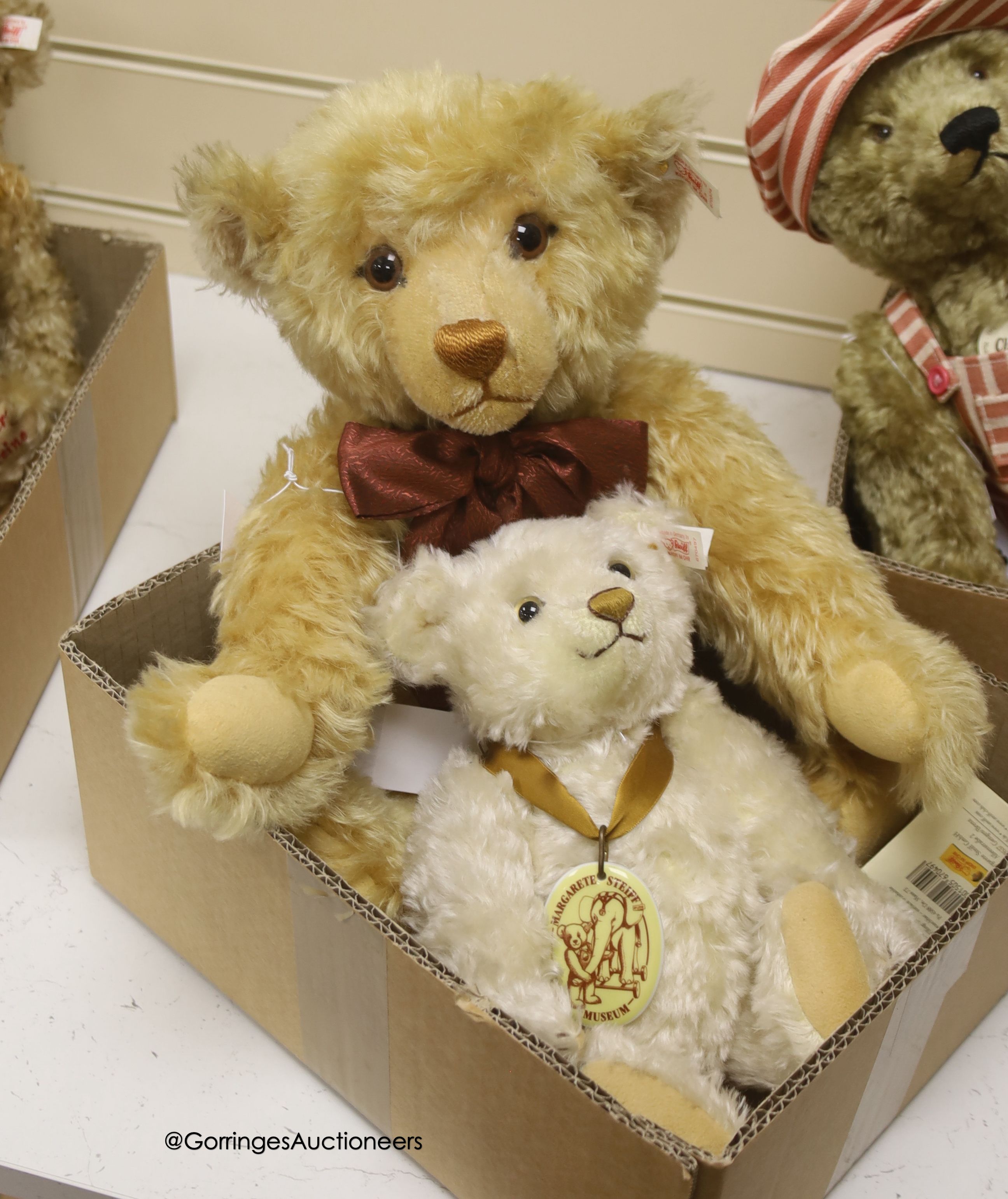 A Steiff limited edition Margarette Museum bear with limited edition Steiff Teddy blonde